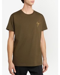 T-shirt à col rond imprimé olive Giuseppe Zanotti