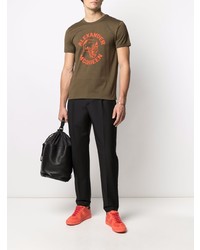 T-shirt à col rond imprimé olive Alexander McQueen