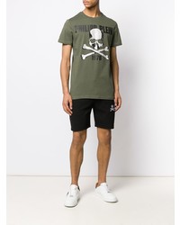 T-shirt à col rond imprimé olive Philipp Plein