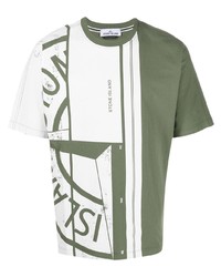 T-shirt à col rond imprimé olive Stone Island