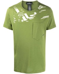 T-shirt à col rond imprimé olive Stone Island Shadow Project