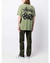 T-shirt à col rond imprimé olive Stussy