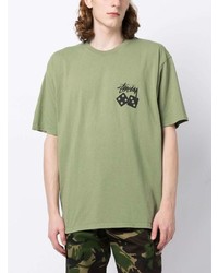 T-shirt à col rond imprimé olive Stussy