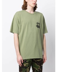 T-shirt à col rond imprimé olive Stussy