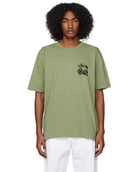 T-shirt à col rond imprimé olive Stussy