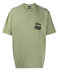 T-shirt à col rond imprimé olive Stussy