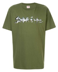 T-shirt à col rond imprimé olive Supreme