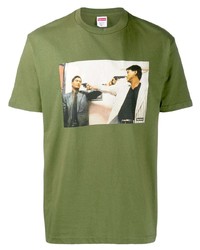 T-shirt à col rond imprimé olive Supreme