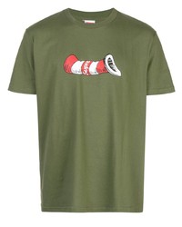 T-shirt à col rond imprimé olive Supreme