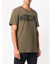 T-shirt à col rond imprimé olive Moschino