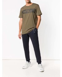 T-shirt à col rond imprimé olive Moschino