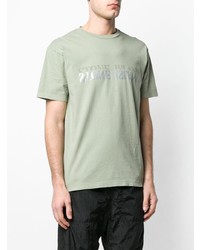 T-shirt à col rond imprimé olive Stone Island