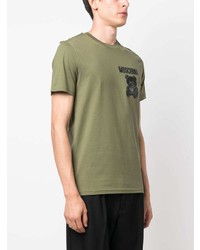 T-shirt à col rond imprimé olive Moschino