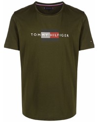 T-shirt à col rond imprimé olive Tommy Hilfiger