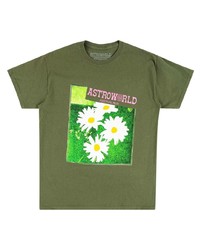 T-shirt à col rond imprimé olive Travis Scott Astroworld