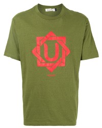 T-shirt à col rond imprimé olive Undercover