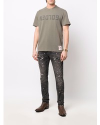 T-shirt à col rond imprimé olive Golden Goose