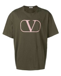T-shirt à col rond imprimé olive Valentino