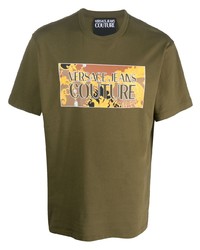 T-shirt à col rond imprimé olive VERSACE JEANS COUTURE