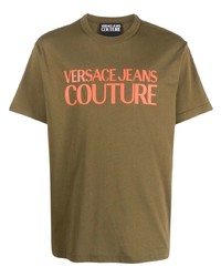 T-shirt à col rond imprimé olive VERSACE JEANS COUTURE