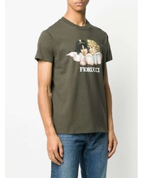 T-shirt à col rond imprimé olive Fiorucci