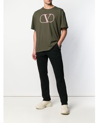T-shirt à col rond imprimé olive Valentino