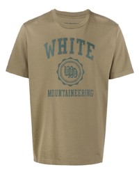 T-shirt à col rond imprimé olive White Mountaineering