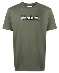 T-shirt à col rond imprimé olive Woolrich
