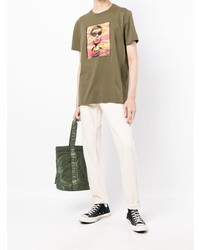 T-shirt à col rond imprimé olive Maharishi