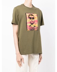 T-shirt à col rond imprimé olive Maharishi