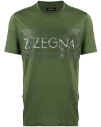 T-shirt à col rond imprimé olive Z Zegna