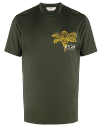 T-shirt à col rond imprimé olive Z Zegna