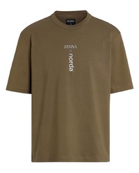 T-shirt à col rond imprimé olive Zegna