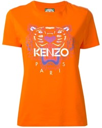 T-shirt à col rond imprimé orange