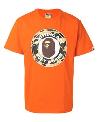 T-shirt à col rond imprimé orange A Bathing Ape