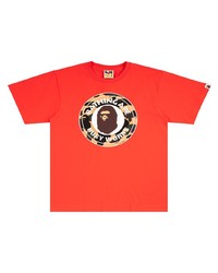 T-shirt à col rond imprimé orange A Bathing Ape