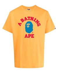 T-shirt à col rond imprimé orange A Bathing Ape