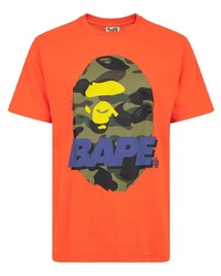 T-shirt à col rond imprimé orange A Bathing Ape