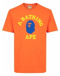 T-shirt à col rond imprimé orange A Bathing Ape