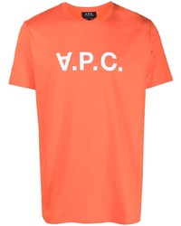 T-shirt à col rond imprimé orange A.P.C.