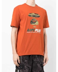 T-shirt à col rond imprimé orange AAPE BY A BATHING APE