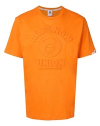 T-shirt à col rond imprimé orange AAPE BY A BATHING APE