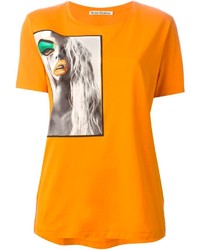 T-shirt à col rond imprimé orange Acne Studios