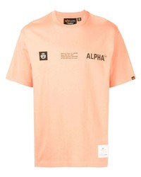 T-shirt à col rond imprimé orange Alpha Industries