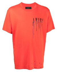 T-shirt à col rond imprimé orange Amiri
