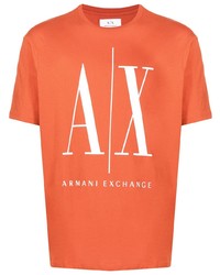 T-shirt à col rond imprimé orange Armani Exchange