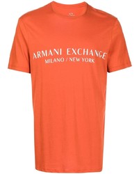 T-shirt à col rond imprimé orange Armani Exchange