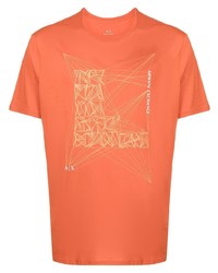 T-shirt à col rond imprimé orange Armani Exchange