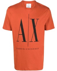 T-shirt à col rond imprimé orange Armani Exchange