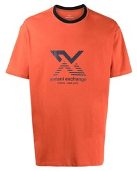 T-shirt à col rond imprimé orange Armani Exchange